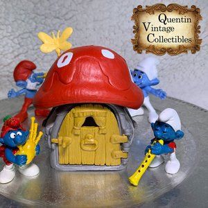 Very RARE Vintage Red Mushroom Smurf Cottage (4.0011-05)